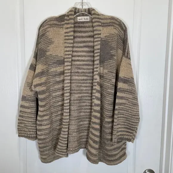 Wol Hide Loose Cardigan in 100% Organic Cotton Smoky Quartz Gray Beige S / M - Picture 3 of 10
